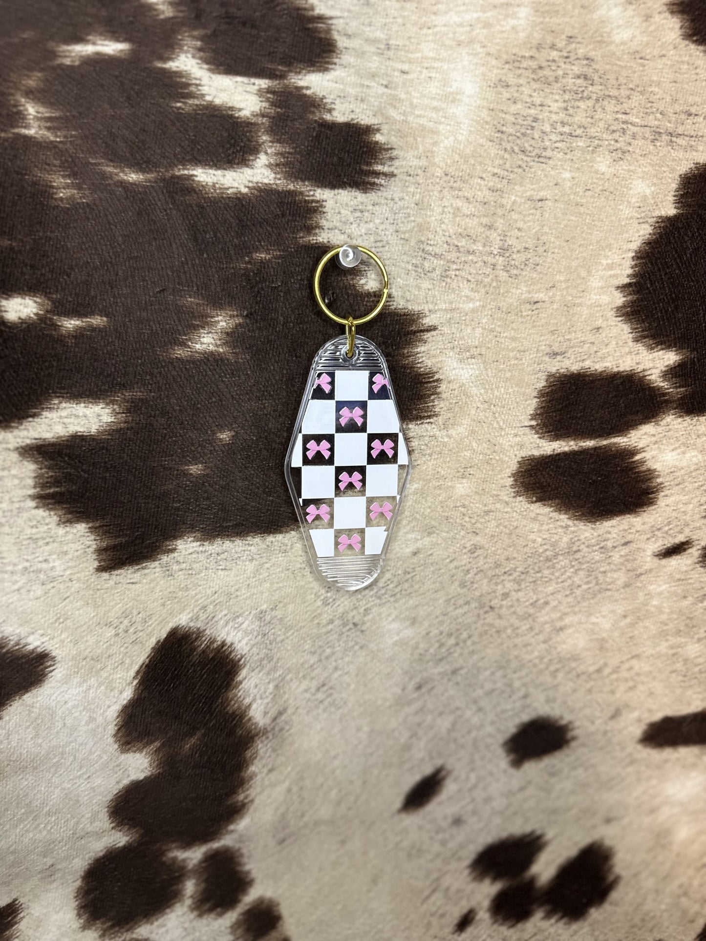 Checkered Bows Motel Keychain