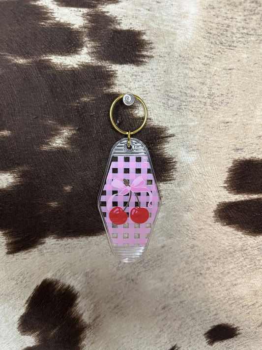 Cherry Gingham Motel Keychain